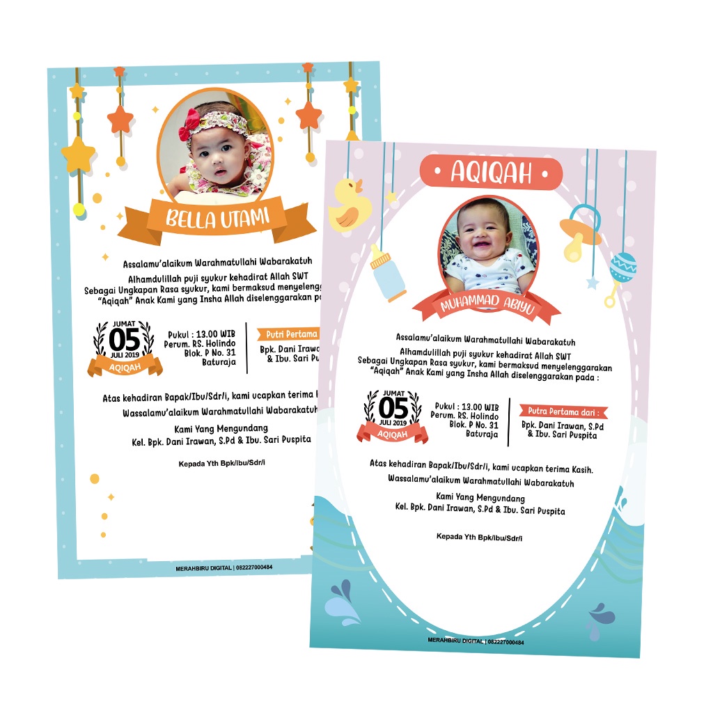 Template 50 Desain Undangan Aqiqah Format Coreldraw Siap Pakai dan edit