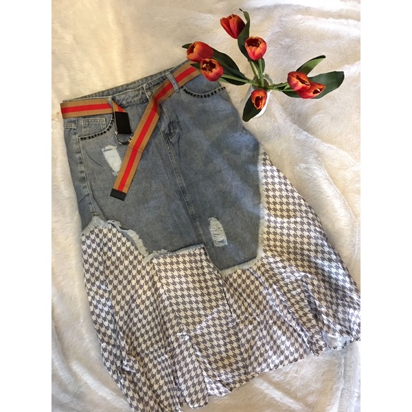 Rok Jeans Kombinasi Import