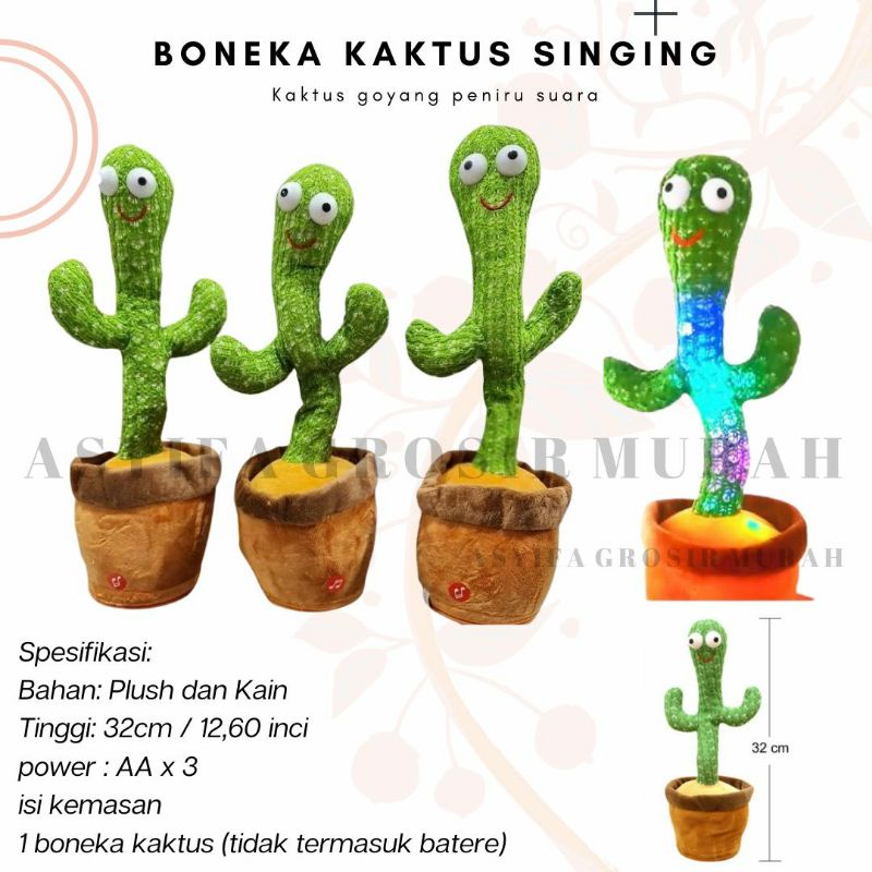 (TERLARIS)Boneka Pintar/Kaktus Joget Joged/Kaktus Goyang peniru suara