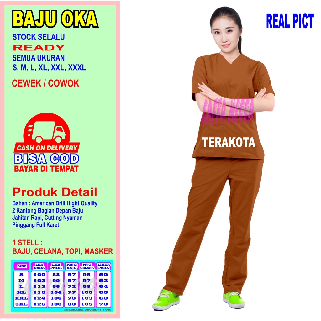 Baju Oka COD  Scrub Perawat  Baju Jaga   Baju Oka   Baju OK   Baju Perawat  Pria  Wanita Harga Murah Terbaru Lengan Pendek