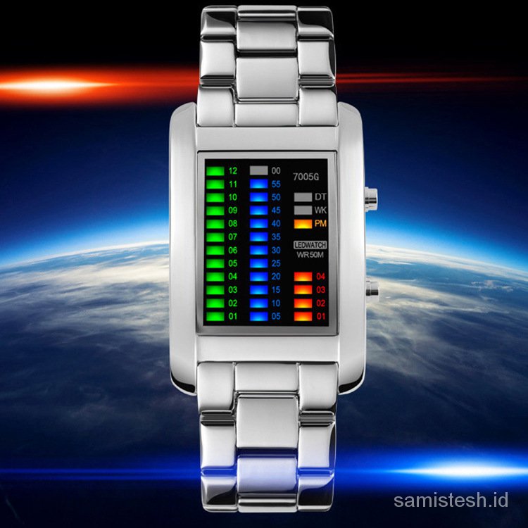 kasiFashion Creative Lantern Watch BinaryLEDElectronic Watch Waterproof Sports Outdoor Watch