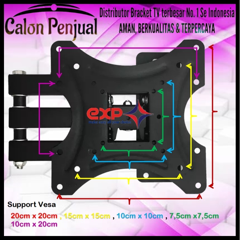 Bracket TV COOCAA 14 s/d 43 inch 6 ARAH FULL BESI SUPER KOKOH GARANSI 100% ORI