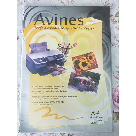 

Avines Professional Glossy Photo Paper A4 230 Gr 20 lbr