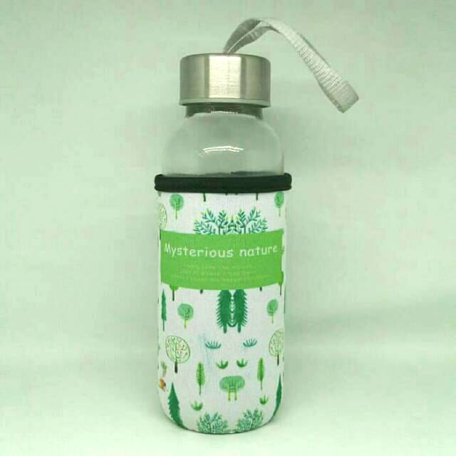 Botol Minum Air Kaca Beling suvenir Sarung Karakter Lucu 300ml 300 ml Anak Souvenir Goodiebag Water wlshop wlshop1