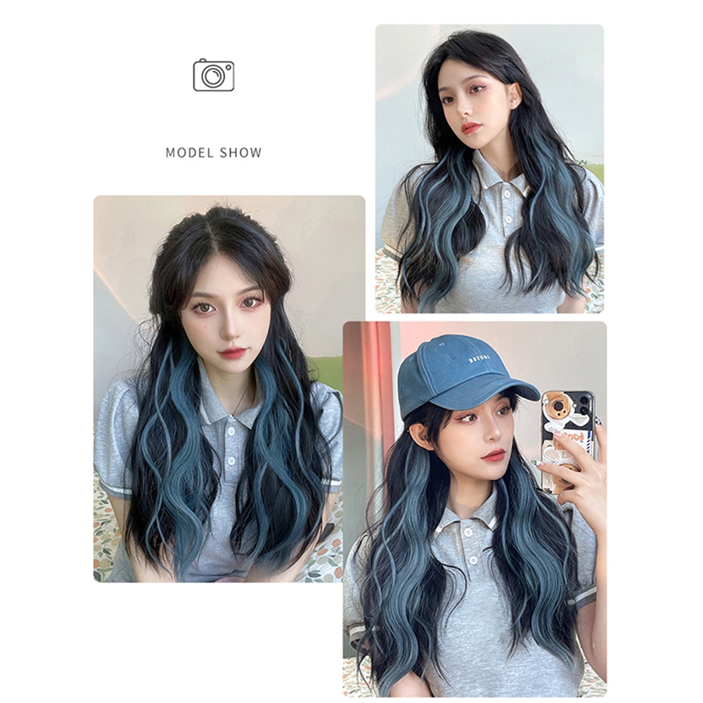 【COD Tangding】Wig Rambut Ekstensi Model Panjang Lurus Keriting Bahan Sintetis Ukuran 45 / 55 / 60cm