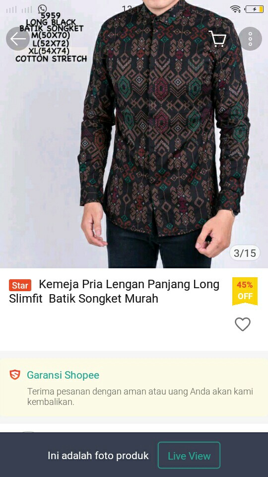 Kemeja Pria Lengan Panjang Long Slimfit  Batik Songket Murah