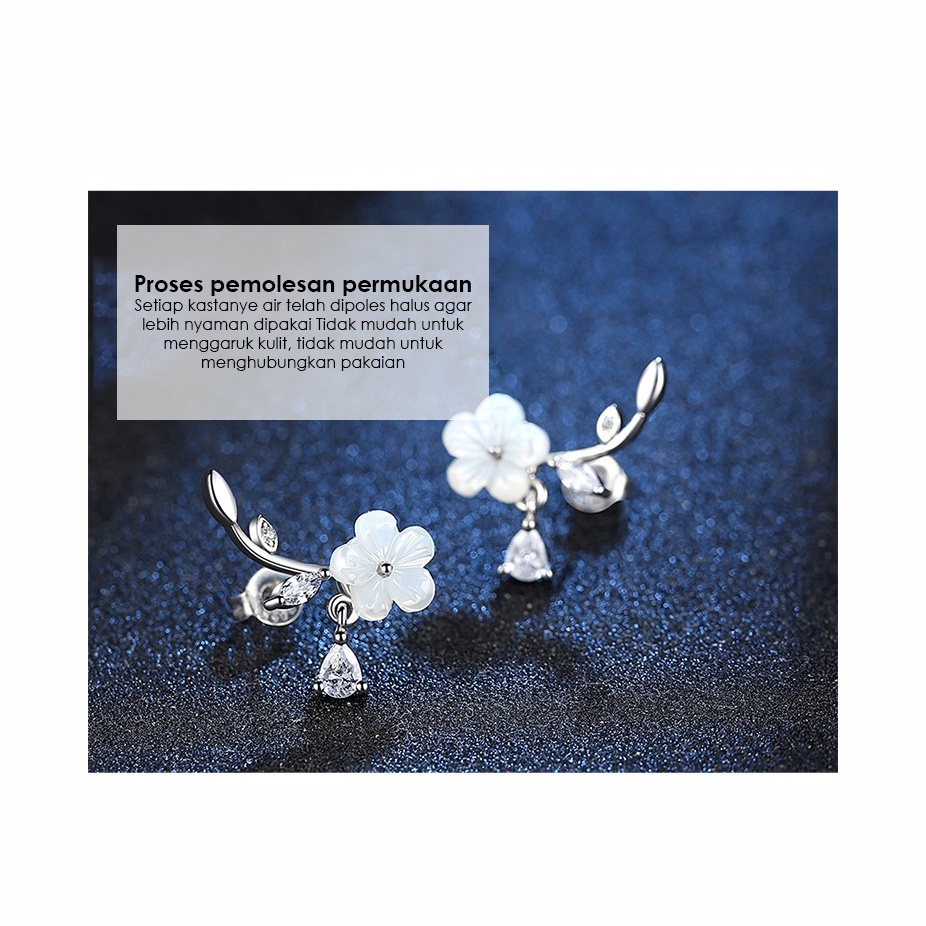 Anting wanita Klip Korea Murah/Anting wanita Import Stud Earring Flower plum/Anting Wanita S925