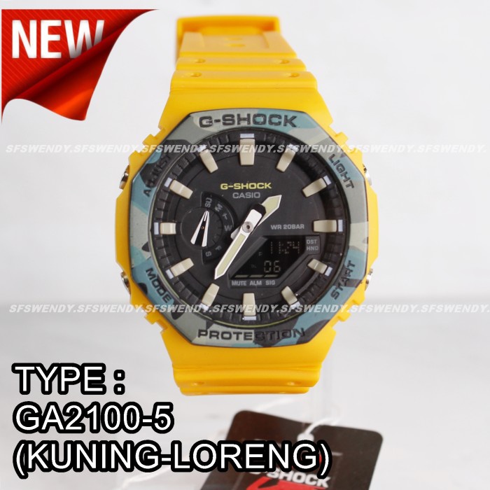 Jam Tangan Pria COD Keren Terbaru Murah Watch Fashion J4P0 G Shock GA-2100 Kuning Hitam Hijau loreng