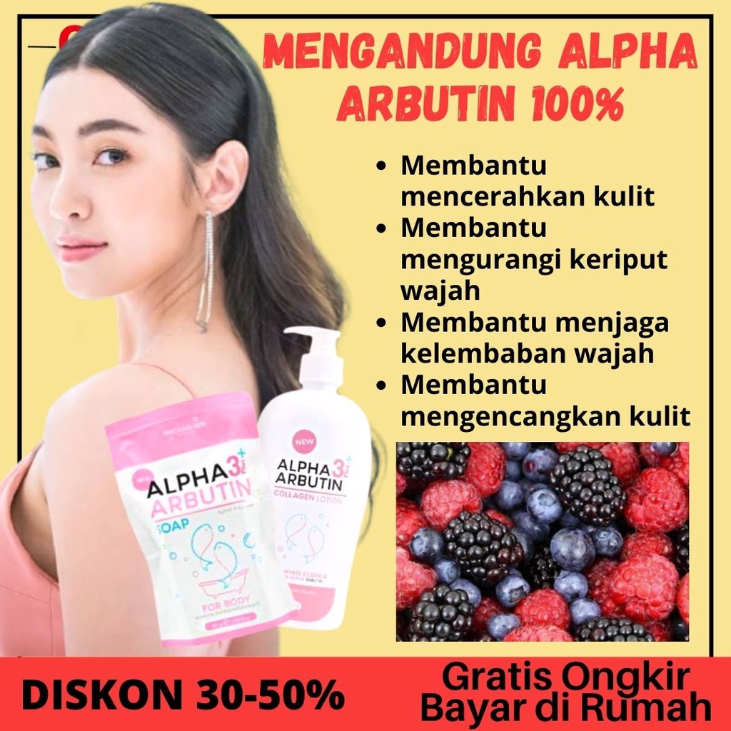 PEMUTIH BADAN PERMANEN SABUN THAILAND ALPHA ARBUTIN PAKET 2IN1 SABUN N LOTION - PAKET SABUN N LOTION ALPHA ARBUTIN ORIGINAL PERAWATAN TUBUH