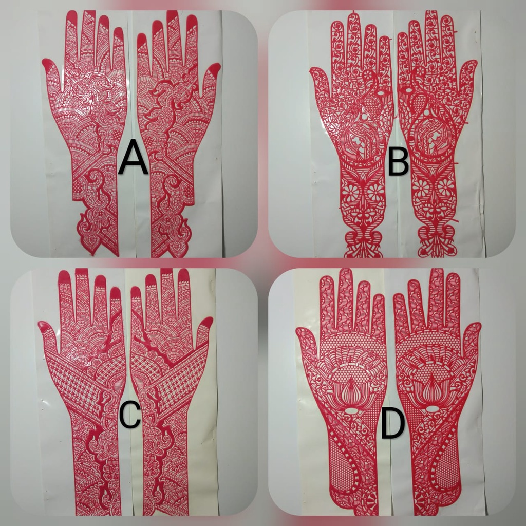 CETAKAN HENNA TANGAN KARET STENCIL