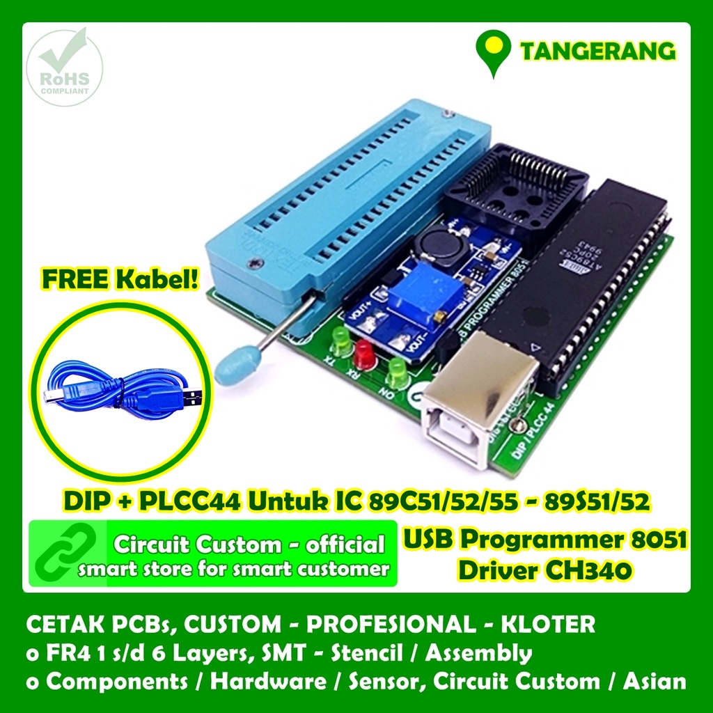 Easy Downloader Programmer MCU 89C51 89C52 89C55 89S51 89S52 - CH340 G