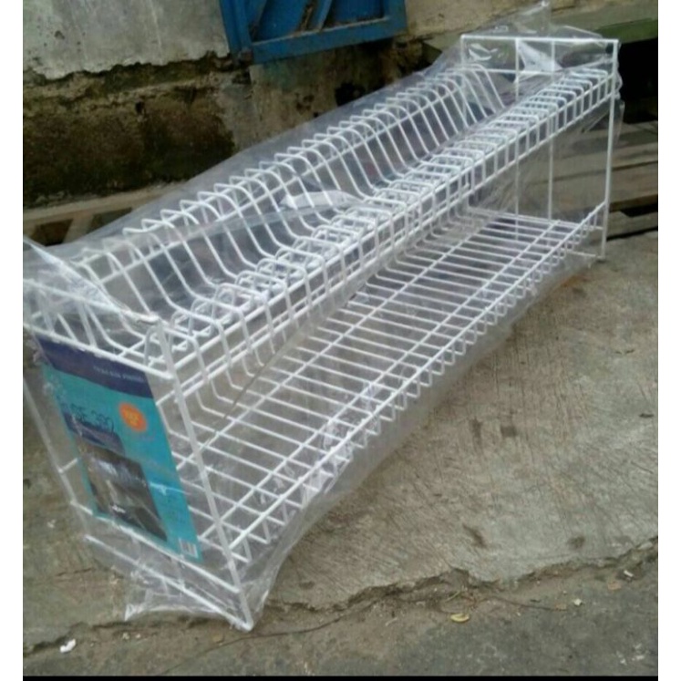 Rak piring & Rak gelas kawat putih panjang besar susun 2 392 GOJEK