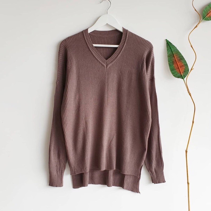 BOXY V NECK Rajut Premium Halus Sweater Rajut Boxy Muat XL
