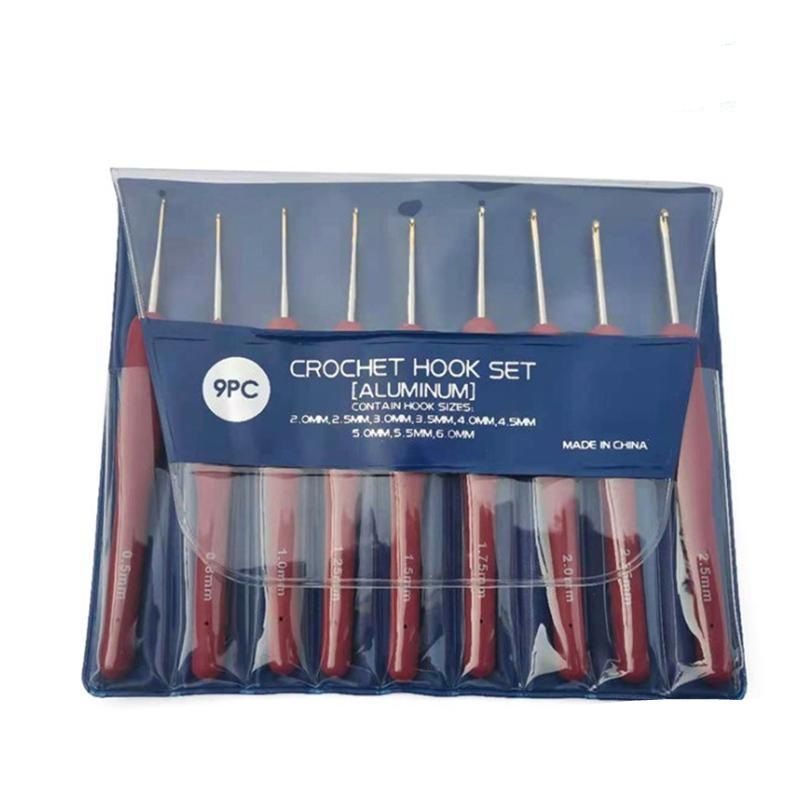 READY PASURUAN .. Jarum Rajut Hakpen / Crochet Set Alumunium Red LACE (Etimo Look Alike) - SET