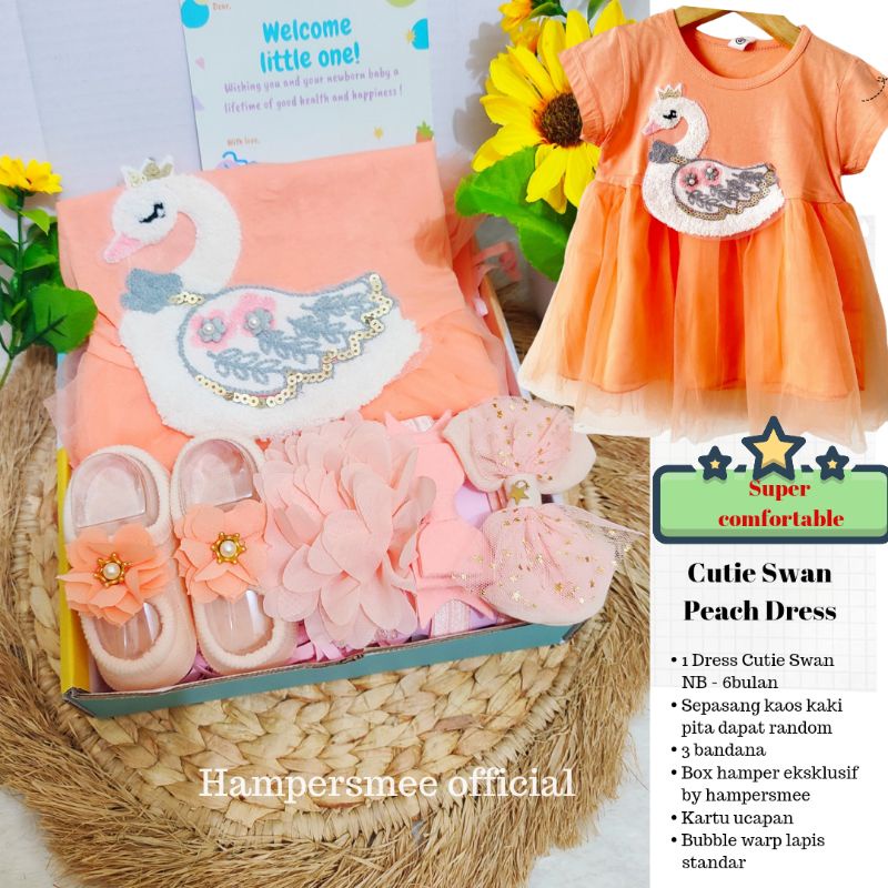 HAMPERSMEE SET PREMIUM - HAMPERS BAYI HAMPERS BABY KADO BAYI BABY GIFT HADIAH KELAHIRAN NEWBORN MURAH HEMPERS BAYI PARCEL BAYI BARU LAHIR-Cutie Swan Peach