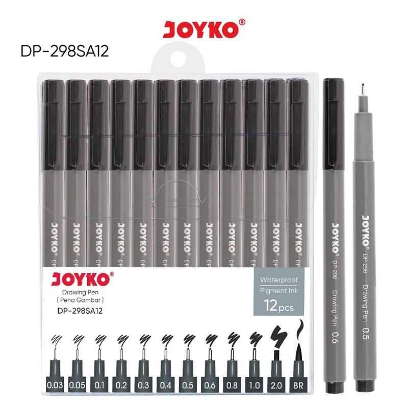 drawing pen joyko 12 pcs pena gambar pulpen gel