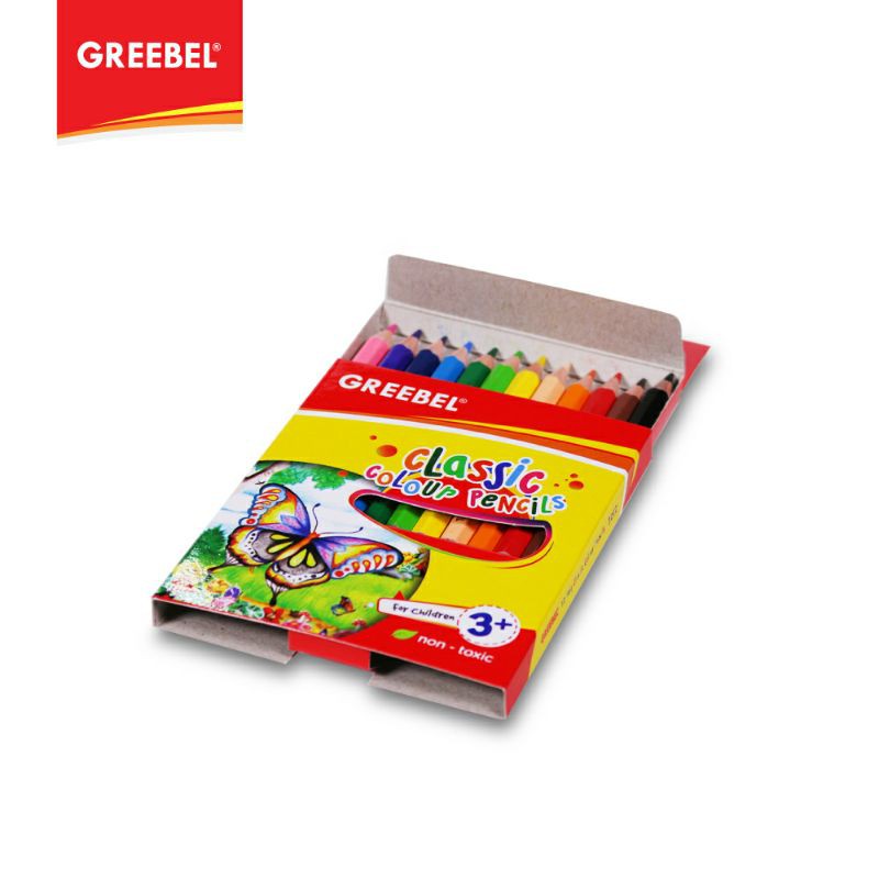 PENSIL WARNA / WARNA CERAH / BAHAN KUAT GREEBEL / GREEBEL COLOR PENCIL 3012 (HEX 12 WARNA)