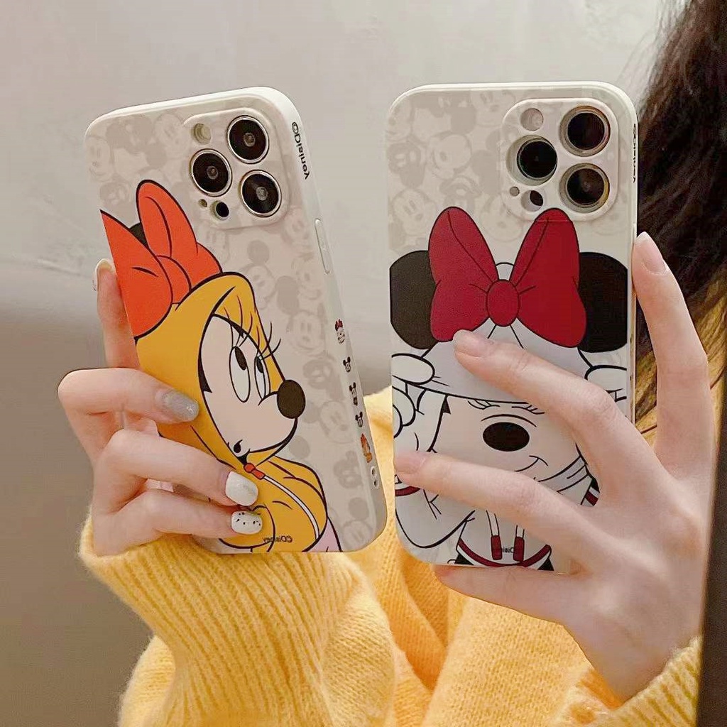 Mickey Minnie square case iphone 13 12 11 pro max Xs max XR 7 8 plus se2020 anti-fall soft case iphone couple