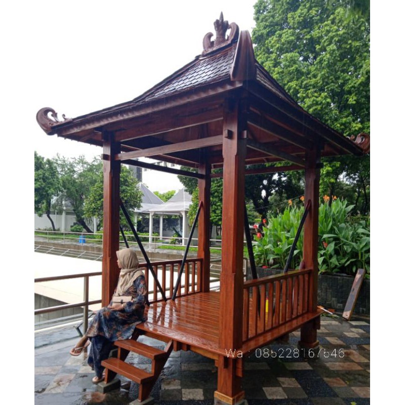 GAZEBO MINIMALIS 2M X 2M KAYU JATI SUPER