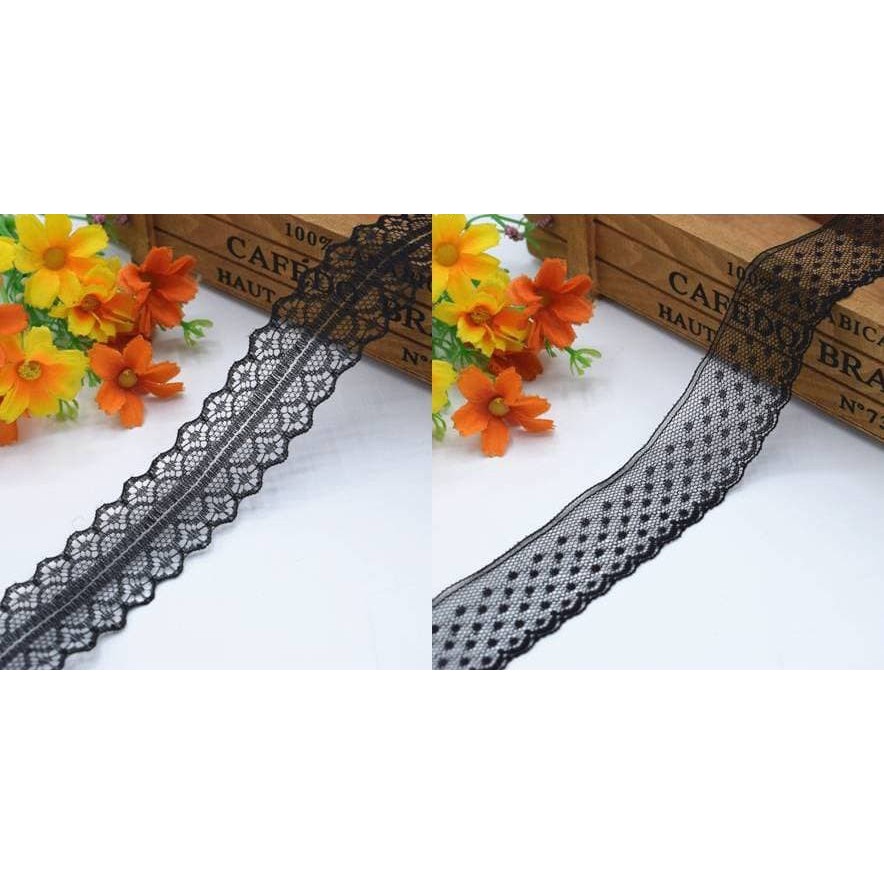 BLACK European Lace Ribbon 30mm (per meter)