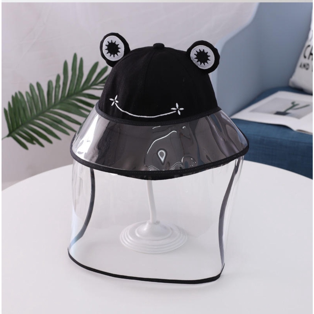 TOPI ANAK ANTI CORONA, FACE SHIELD ANAK, TOPI CORONA ANAK,  FACESHIELD TOPI ANAK, READY STOK!-KODOK ITEM (M/L)