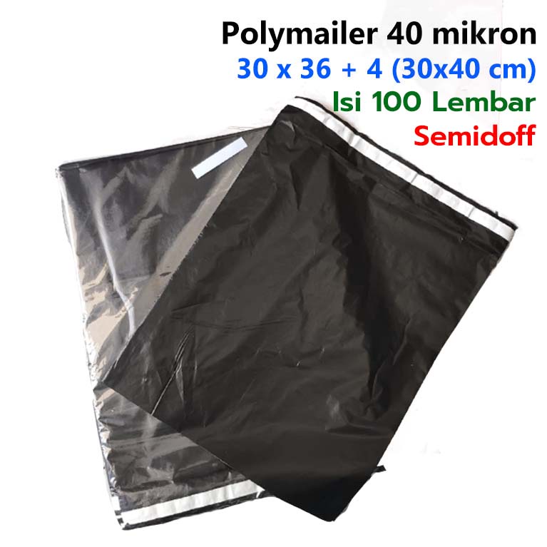 

100pcs Polymailer 30x40 cm/ Amplop Plastik dengan Seal warna Hitam / Plastik Packing olshop