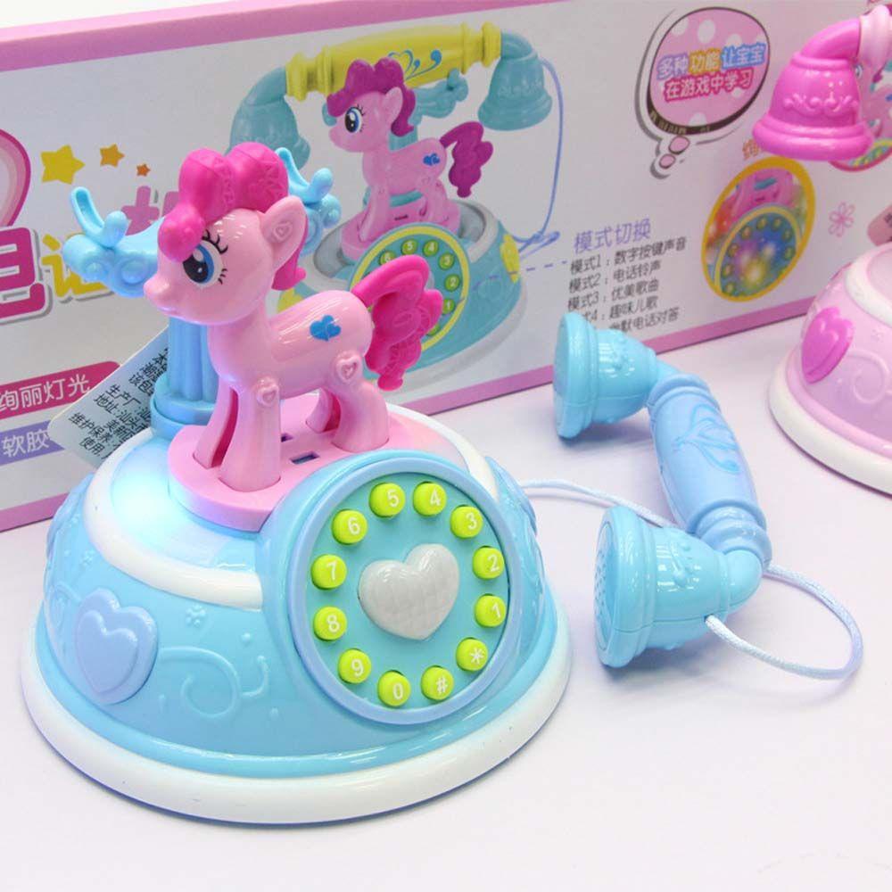 【 ELEGANT 】 Mainan Telepon Kuda Poni Untuk Anak Kartun Cerita Edukasi Dini|Mainan Telepon Anak Dengan Musik Suara Simulasi Cahaya Telepon Rumah