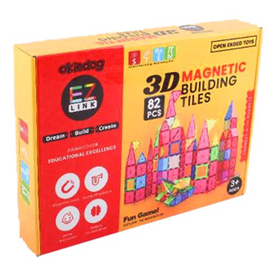 Okiedog Ez Link 3D Magnetic Bulding Tile 82pcs