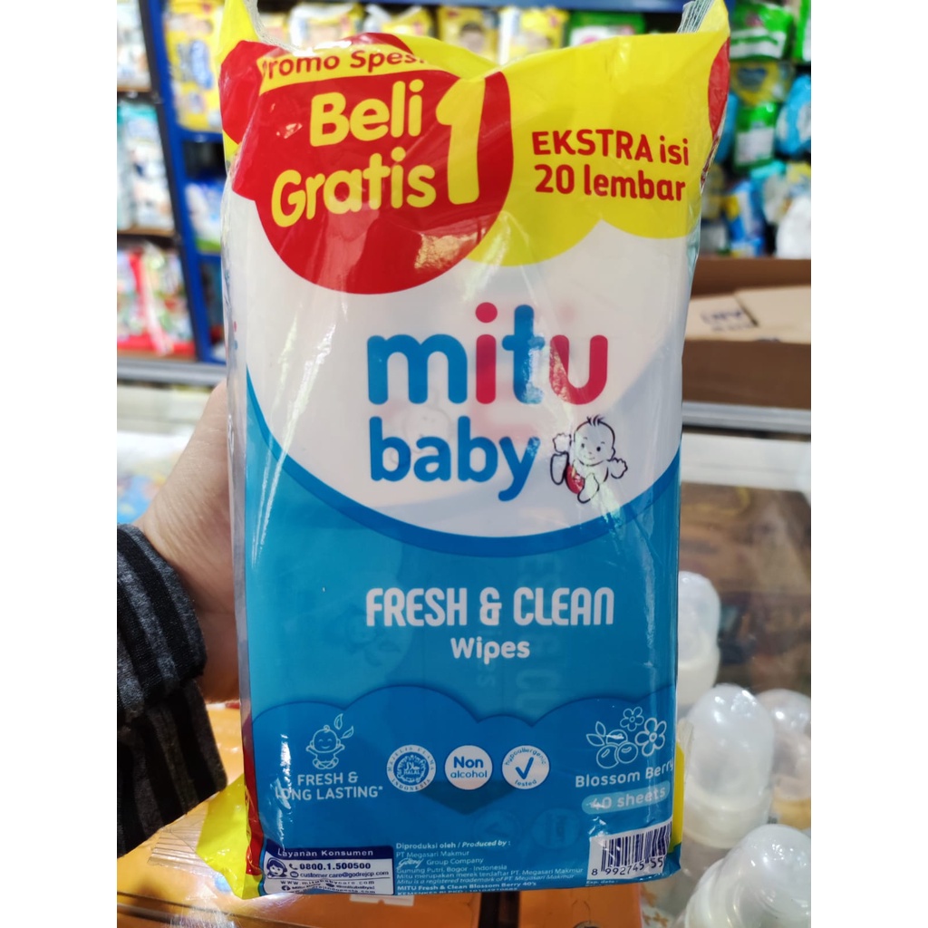MITU Tisu Basah Bayi Beli 1 Gratis 1 50's + 50's / TISU BASAH MITU GANTI POPOK / UNGU / BIRU