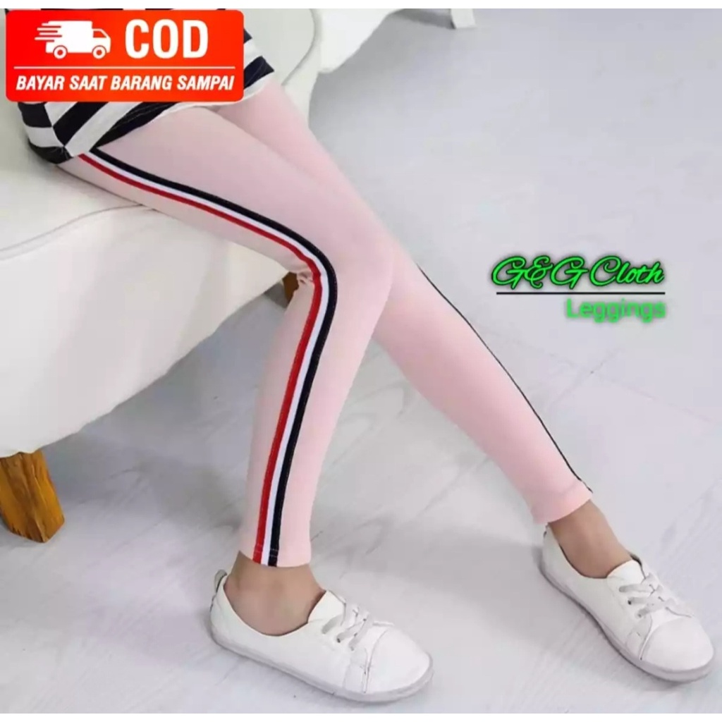 Celana Anak Perempuan lejing strip bahan terbaik ready celana leging strip dewasa WF STORE