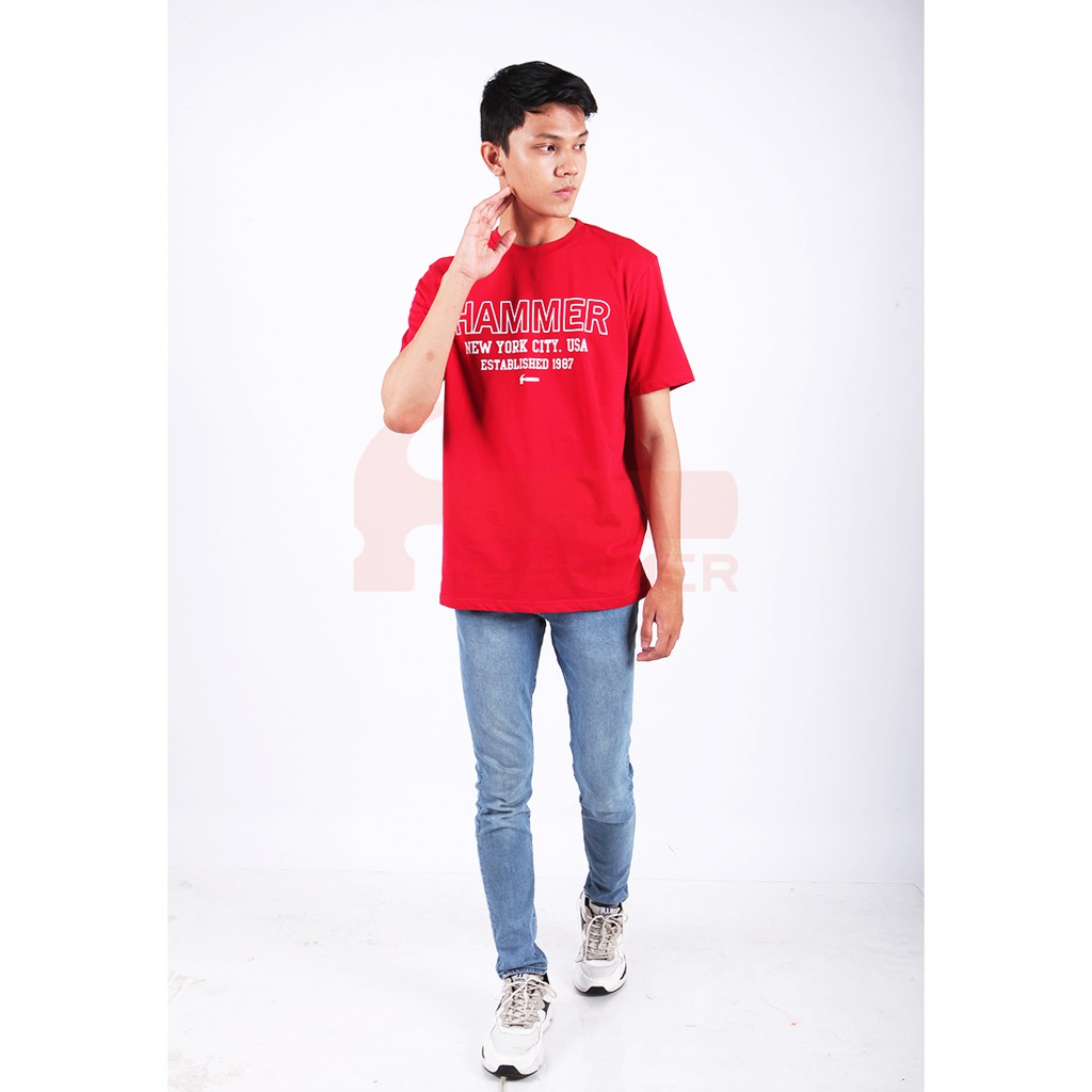  Hammer  Kaos  Grafik Pria  J1TG178 CAM Red Shopee Indonesia