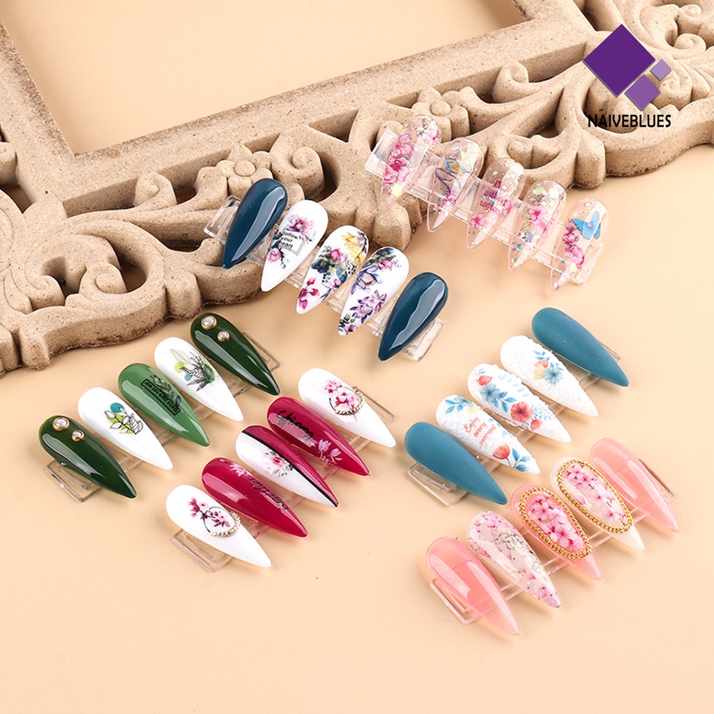 Naiveblue Stiker Kuku Motif Bunga / Daun / Burung / Butterfly / Musim Semi Untuk Dekorasi Manicure / Nail Art DIY