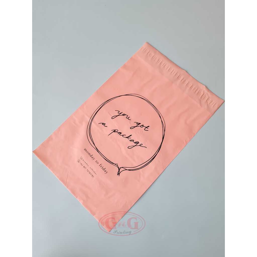 

1000pcs - Plastik Polymailer 25x35 Pink Custom Print, Packaging Plastik Packing Amplop Online Shop