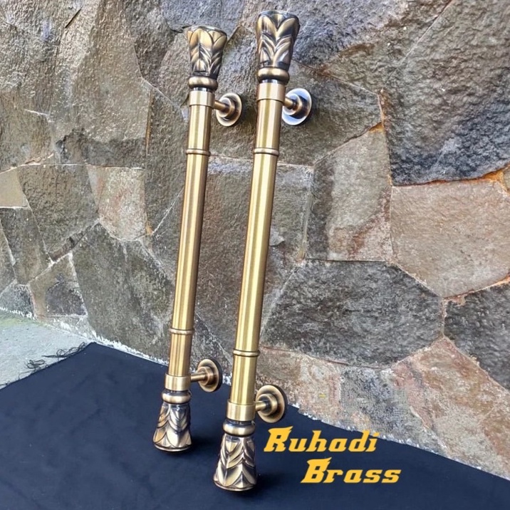 Gagang Pintu Rumah Kuningan / Handle Pintu Rumah Kuningan Antik Motif Nanas Besar 60 cm