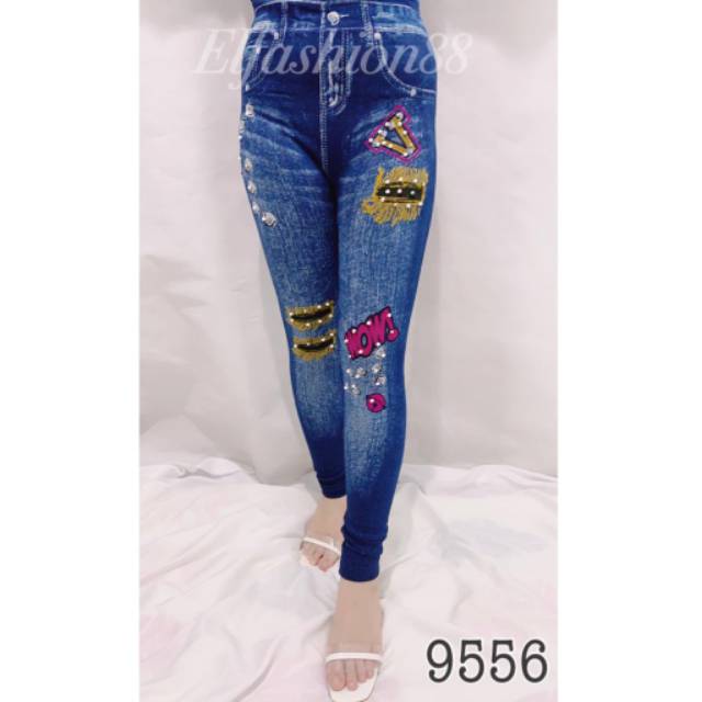 Elfashion Premium Legging Jeans Tebal Mutiara