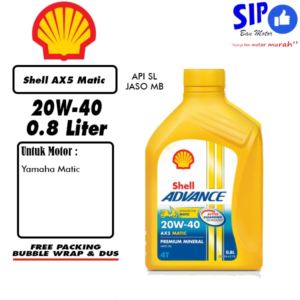 Oli Shell Advance AX5 Scooter 20W40 0.8 Liter (800 ml) oli yamaha matic