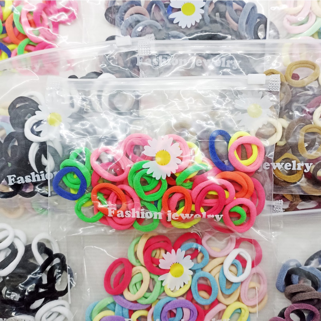Ikat Rambut / Kuncir Rambut Mini Pouch Isi 50pcs