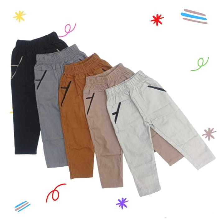 celana chino panjang anak unisex bahan katun umur 2 4 6 8 10 tahun Hitam abu mocca krem