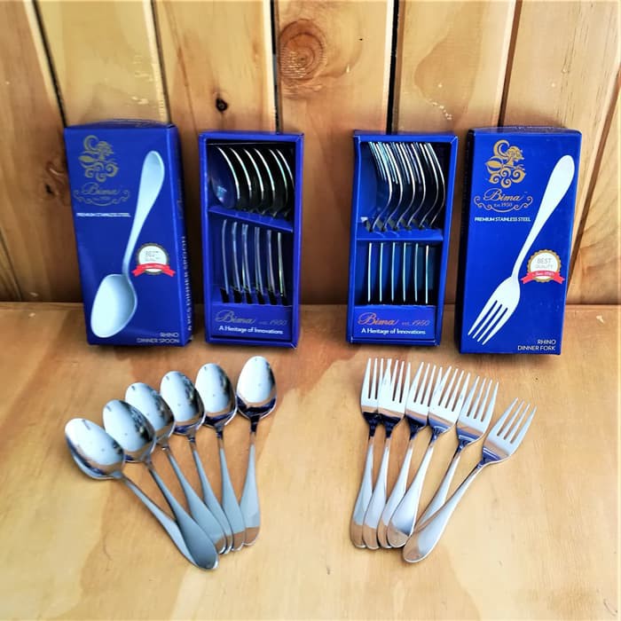 TERMURAH / Sendok Garpu Makan Stainless Rhino Bima Tebal Restoran Box Packaging