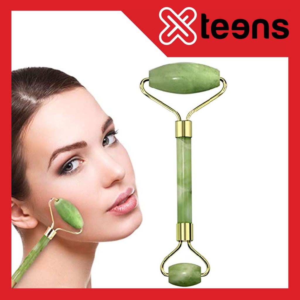 Jade Roller 2 Sisi Alat Pijat Wajah Batu Giok Anti Aging Facial K187 - Jade Roller