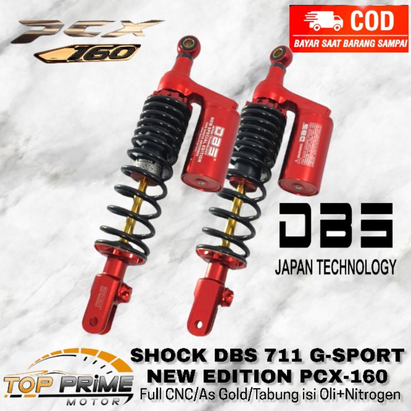 SHOCK TABUNG PCX-160 DBS 711 G-SPORT 365mm  NEW SPESIAL EDITION FULL CNC AS GOLD