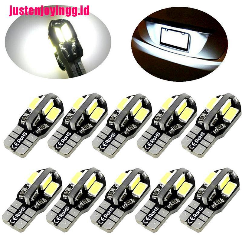 10pcs Lampu Wedge Samping Mobil Canbus T10 194 168 W5W 5730 8 LED SMD Warna Putih