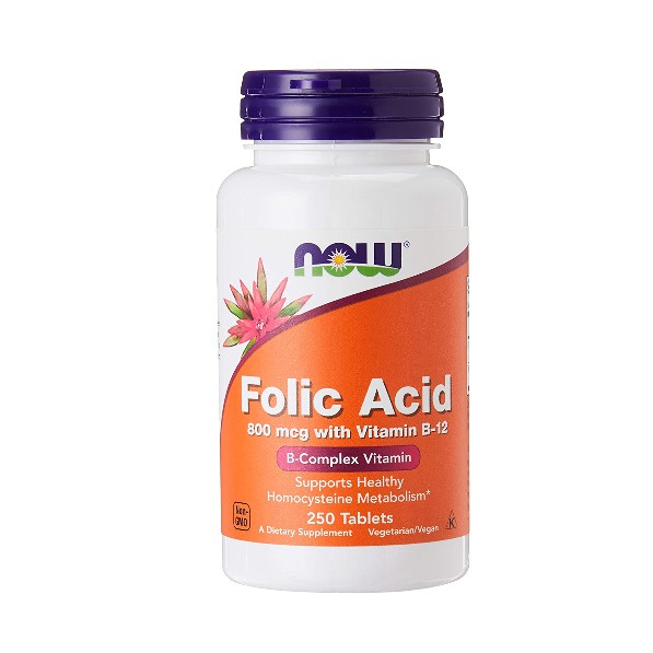 Now Foods Folic Acid With Vitamin B-12 Vit B12 B 12 800mcg 250 Tablets