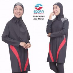 Baju Renang Wanita Muslimah ES FCM 005 Abu, Baju Renang Edora, Edora Muslimah, Setelan Renang