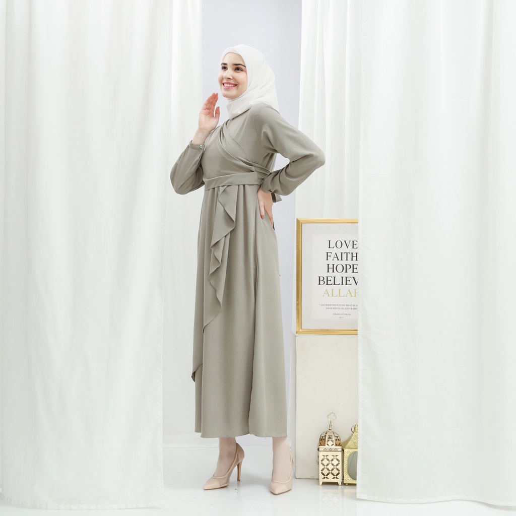 Lalucuku Exclusive Raya Series Dress/ Gamis Emira Wanita Busui Frendly Kekinian Bahan Lady Zara Import-7
