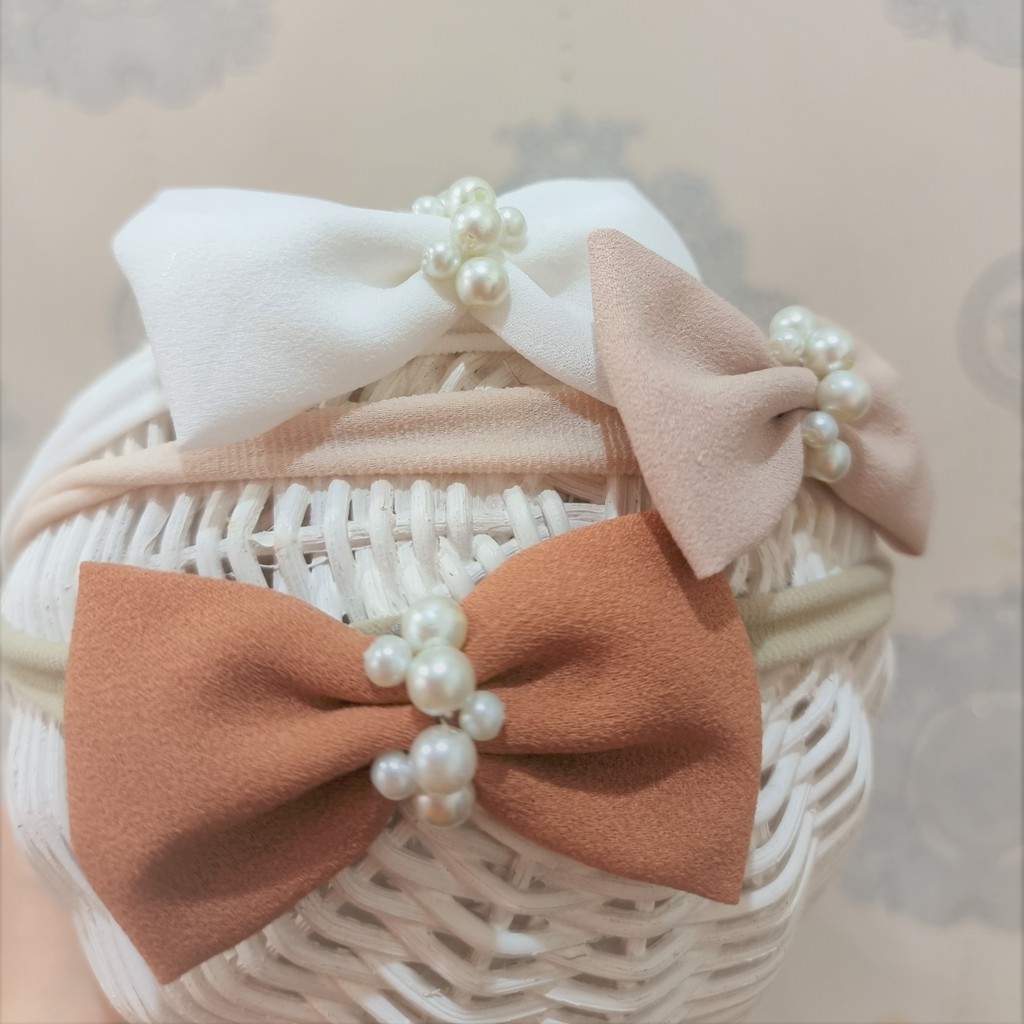 (pimenova) Bando Anak Bayi Baby Hairband Bandana Headband Pita mutiara