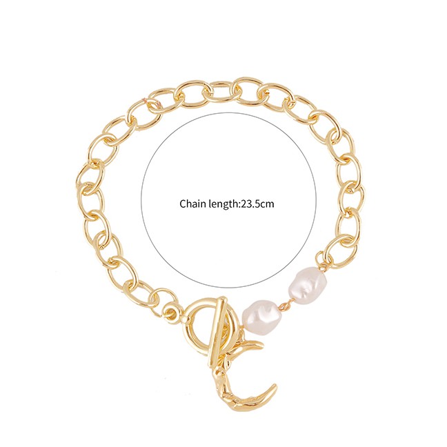 LRC Gelang Tangan Fashion White Handmade Small Pearl-plated Hollow Bracelet K05820