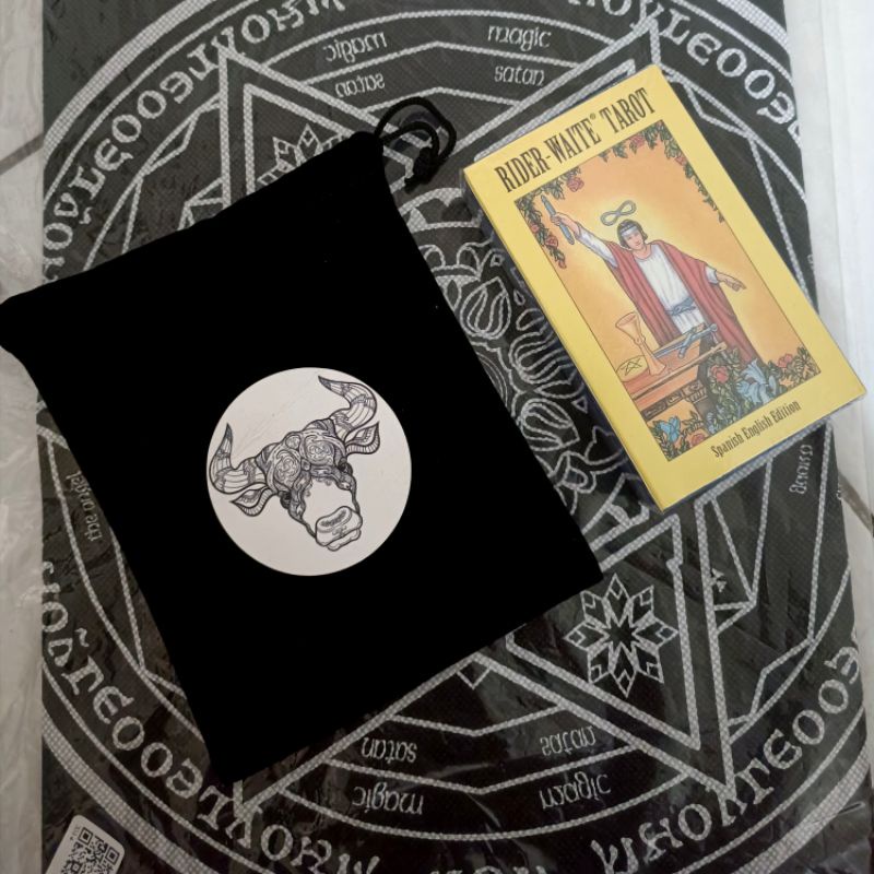 [BISA COD] Pouch Tarot Bag | Penyimpan Kartu Tarot Beludru Motif High Quality Sablon