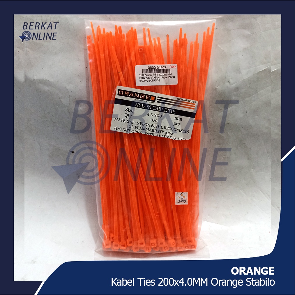 

ORANGE Kabel Ties 200x4mm Orange Stabilo