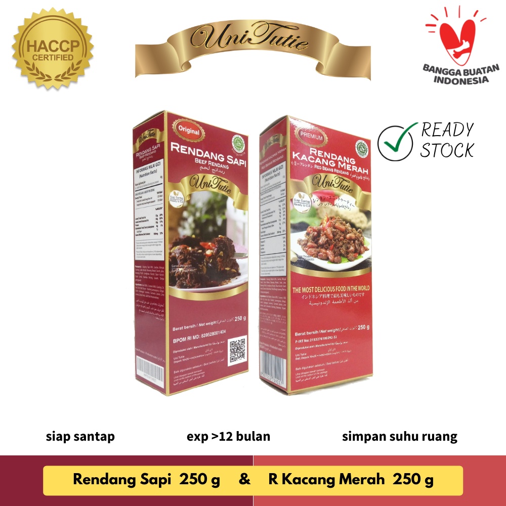 

UniTutie Paket Murah Daging Rendang Sapi 250g + Kacang Merah 250g Lauk Pauk Siap Saji